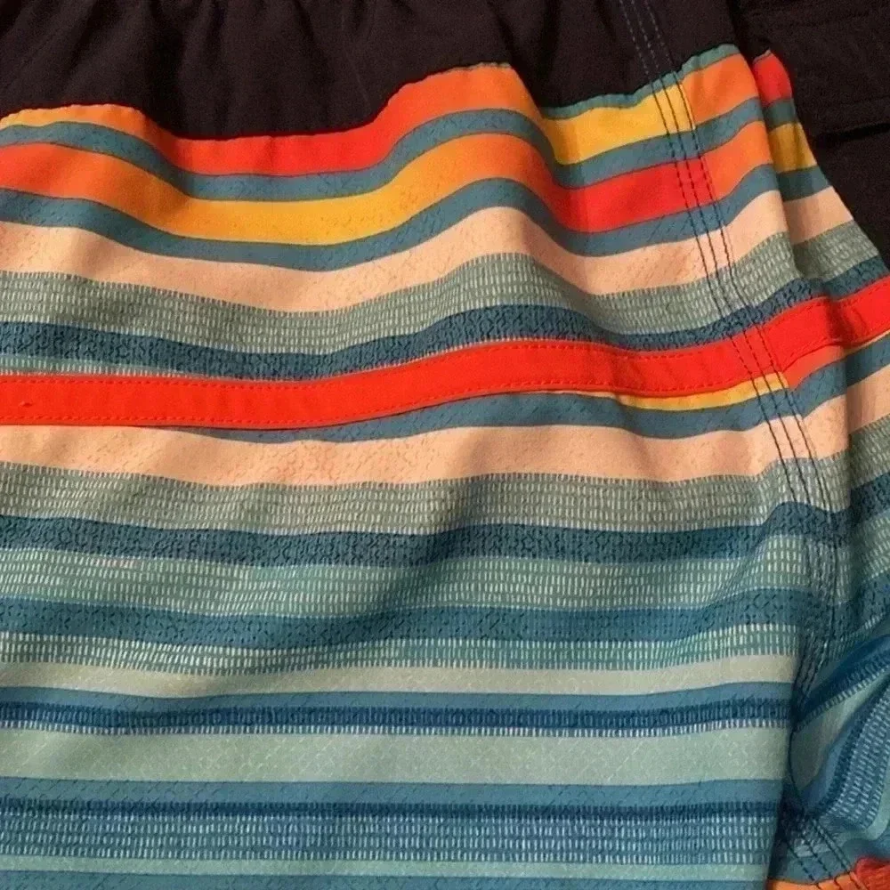 Speedo men’s swim trunks - large - 7 in inseam - blue stripes - great condition